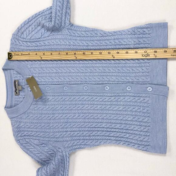 J Crew Cable Knit Crewneck Cardigan 100% Merino Wool Women's XS Blue - Picture 12 of 13